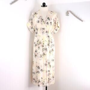 Equipment Femme Tavine Women’s 8 Silk Floral Kimono Wrap Midi Dress New